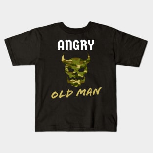 Angry Old Man Camouflage Skull Mens Kids T-Shirt